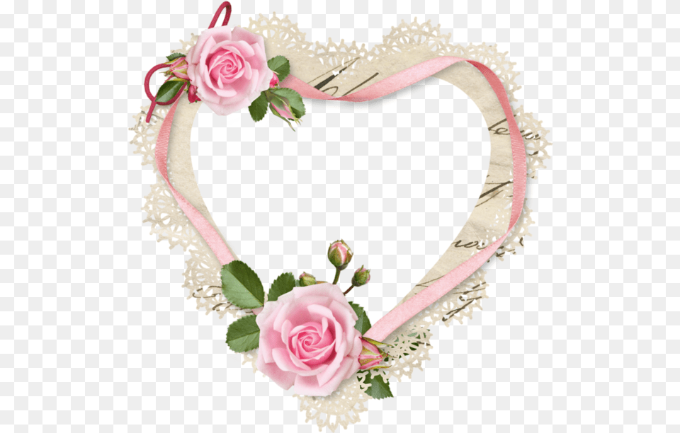 Heart Tube Frame Borders And Frames Clip Art Bordure De, Flower, Plant, Rose Png Image