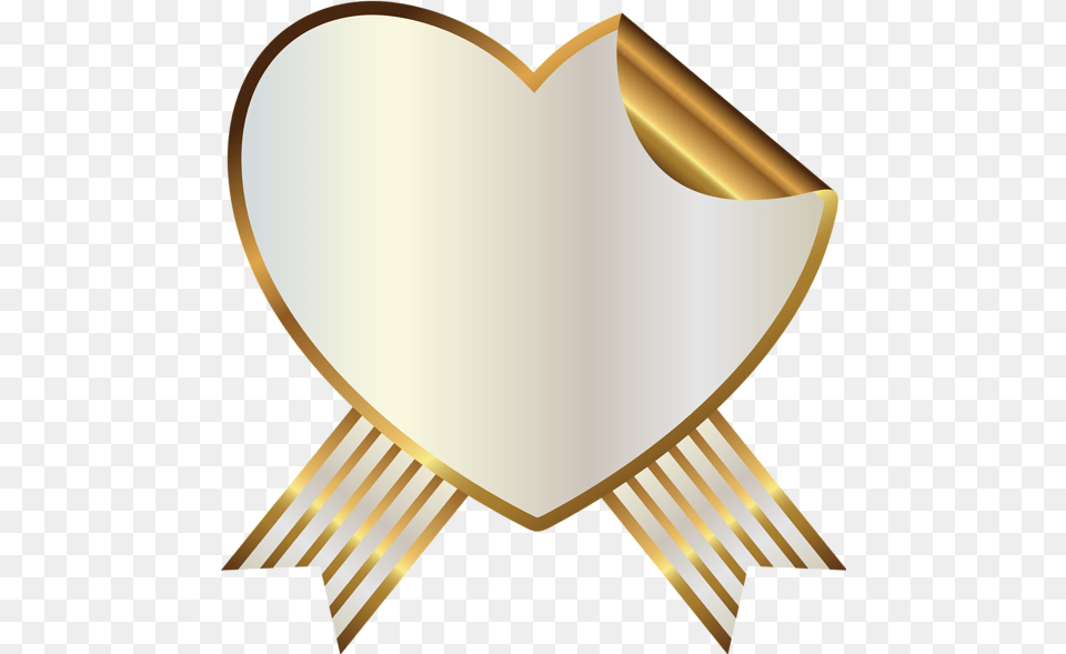 Heart White Gold Ribbon Emblem Transparentbackground Free Transparent Png