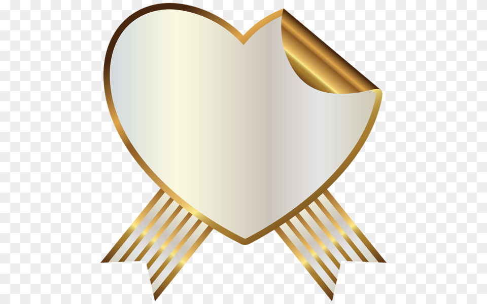 Heart White Gold Ribbon Emblem Transparentbackground Transparent Background Png Image
