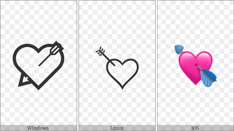 Heart With Arrow On Various Operating Systems Heart Free Png Download