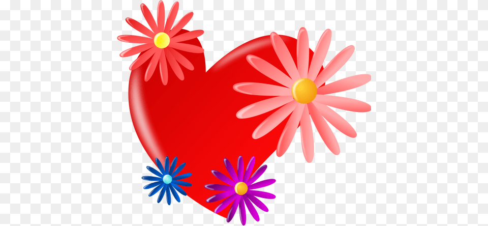 Heart With Blossom, Balloon, Daisy, Flower, Petal Png Image