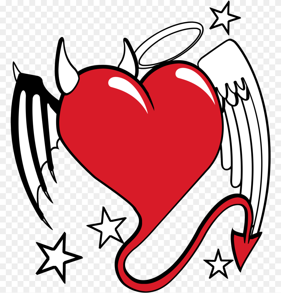 Heart With Devil Horns And Angel Wings, Baby, Person, Symbol, Emblem Png