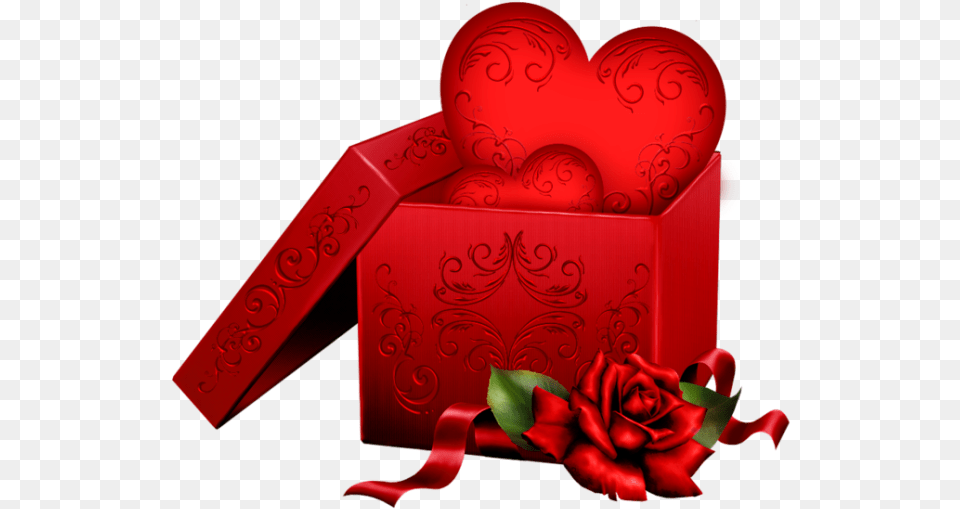 Heart With Gift Box Valentines Day Gift, Flower, Plant, Rose, Dynamite Free Transparent Png