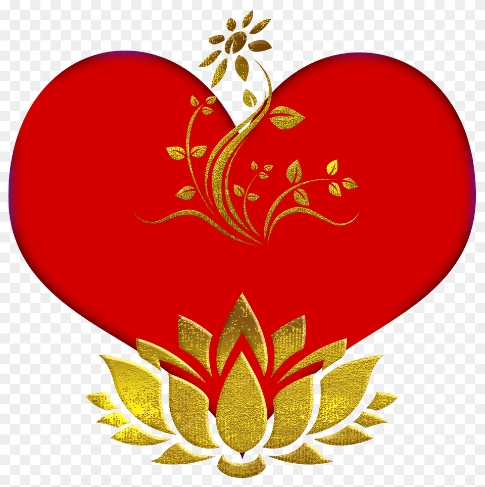 Heart With Golden Ornament Clipart, Pattern, Symbol, Art, Floral Design Png Image