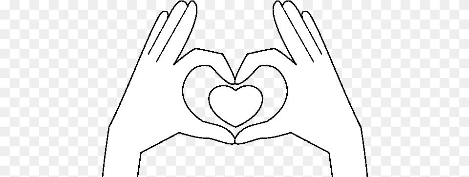 Heart With Hands Coloring, Stencil, Symbol, Person, Logo Free Png Download