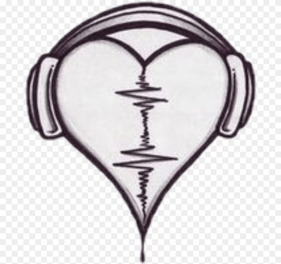 Heart With Headphones Tattoo, Electronics Free Transparent Png