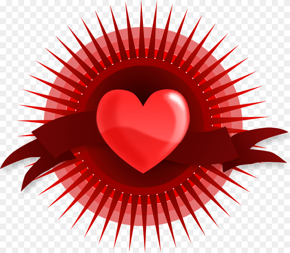 Heart With Rays And Banner Clipart, Symbol, Logo Free Png