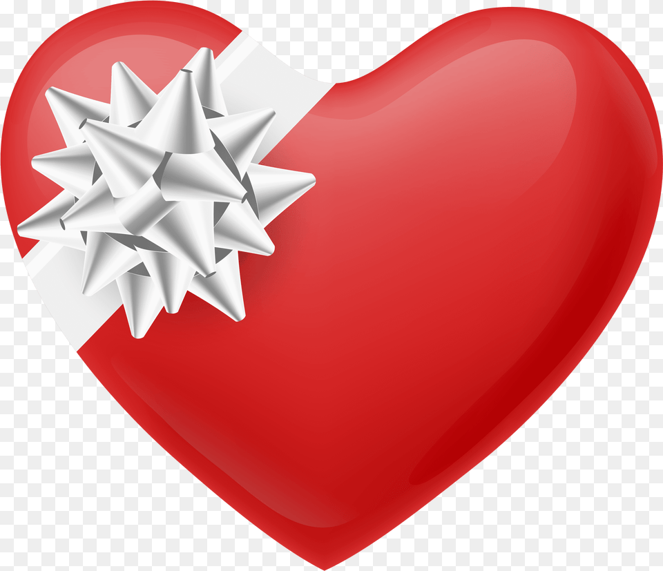 Heart With White Bow Transparent Portable Network Graphics, Symbol Free Png