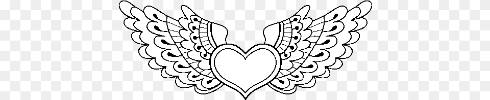 Heart With Wings Coloring, Stencil, Symbol, Ammunition, Grenade Free Png Download