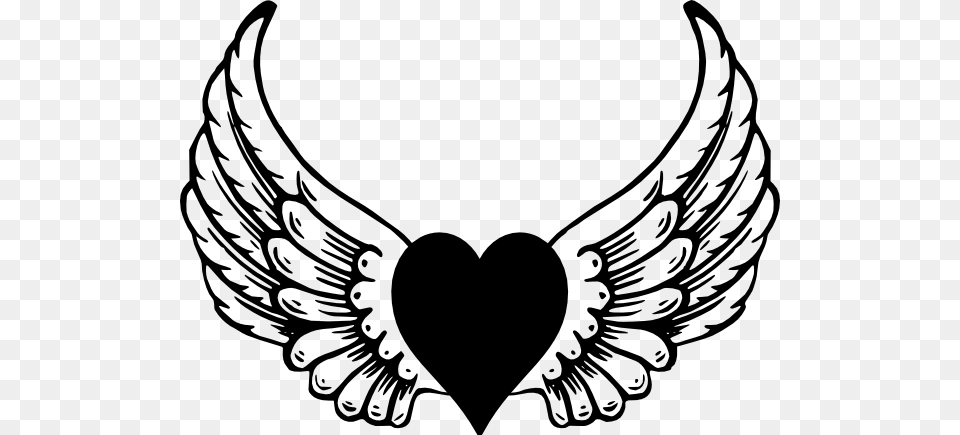 Heart With Wings Vector, Stencil, Symbol, Emblem, Person Free Png Download