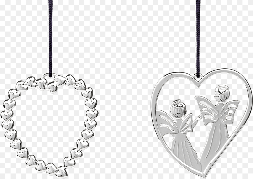 Heart Wreath And Heart Angel H7 Silver Plated Holiday Ornaments, Accessories, Jewelry, Necklace, Earring Png