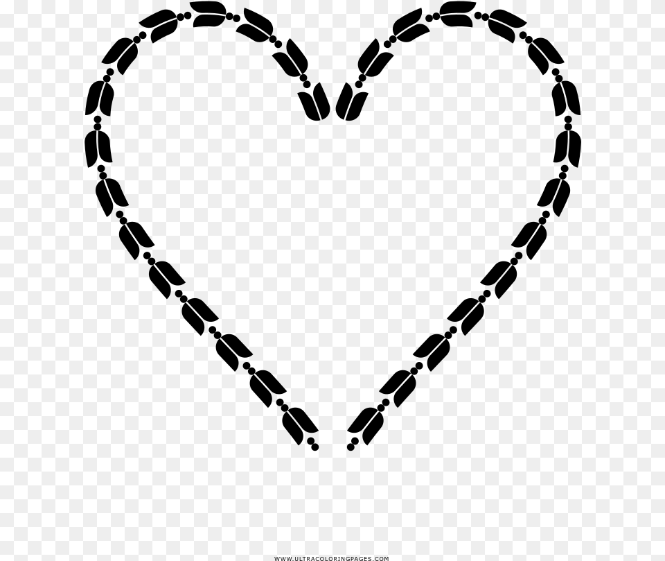 Heart Wreath Coloring, Gray Png Image