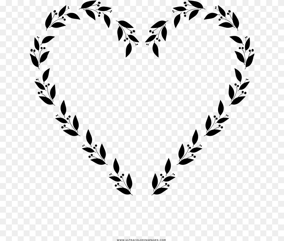 Heart Wreath Coloring, Gray Free Transparent Png