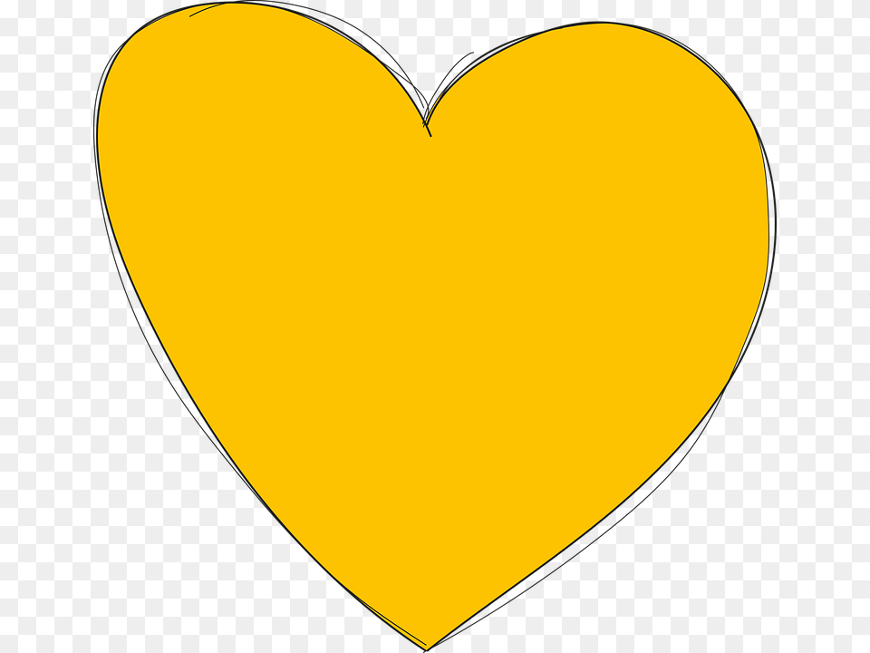 Heart Yellow Love Form Drawn By Hand Png Image