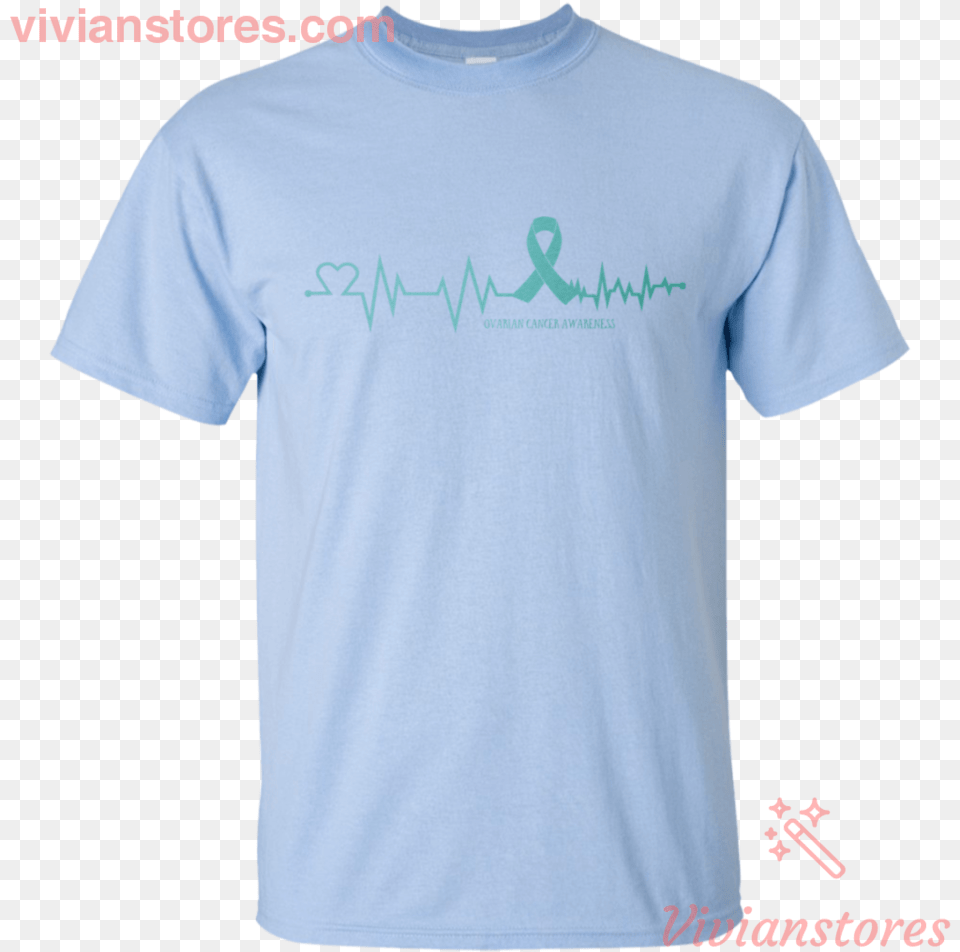 Heartbeat Ovarian Cancer Teal Ribbon T Shirt, Clothing, T-shirt Png Image
