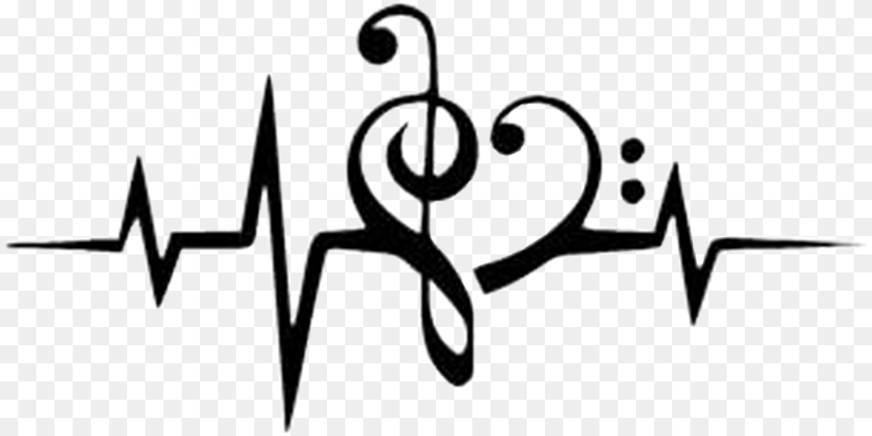 Heartbeat With Music Notes Clipart Treble Bass Clef Heart Free Transparent Png