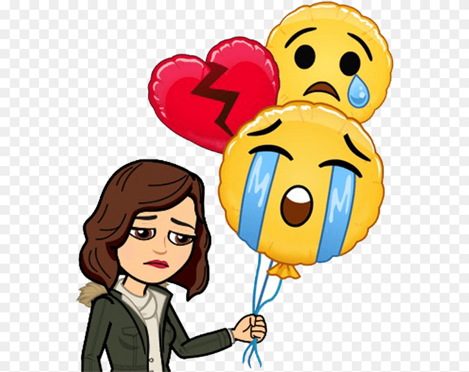 Heartbroken Emoji Freetoedit Sad Broken Heart Emoji, Balloon, Adult, Female, Person Free Png Download