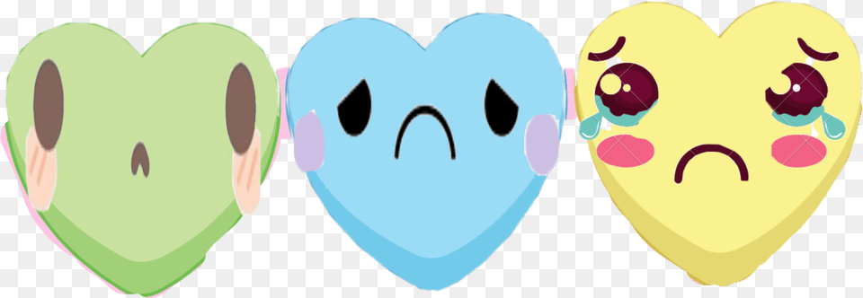 Heartbroken Sad Kawaii Faces Hearts Cartoon, Face, Head, Person, Baby Png Image