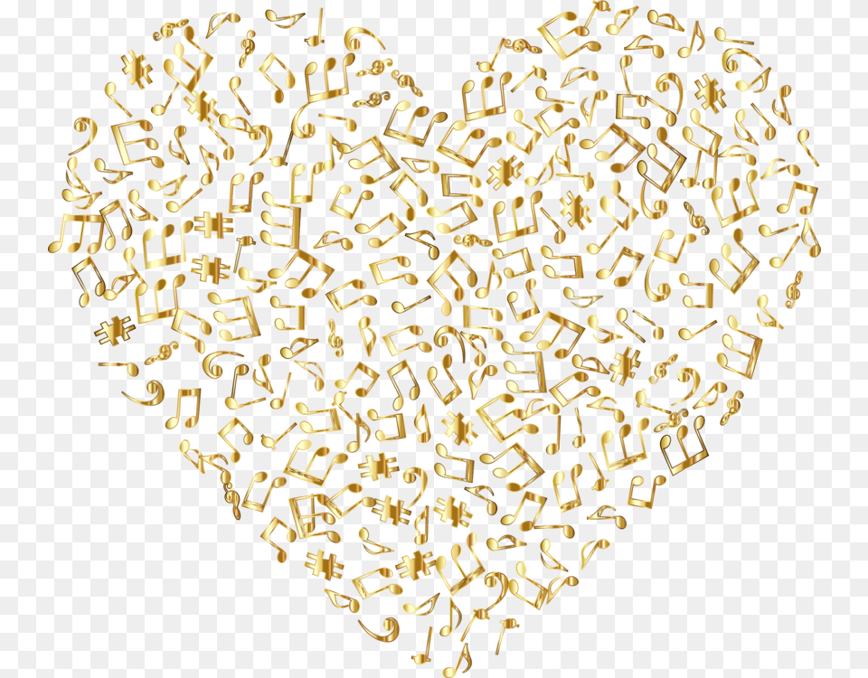 Heartcommodityfood Golden Music Notes, Pattern Free Png Download