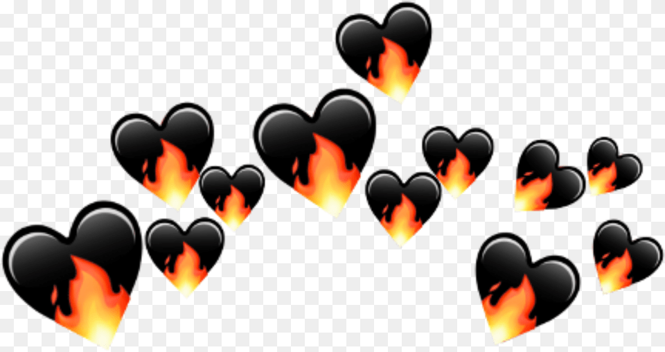 Heartcrown Fire Lit Bad Black Emoji Cute Freetoedit Illustration, Flame, Heart, Person Free Png Download