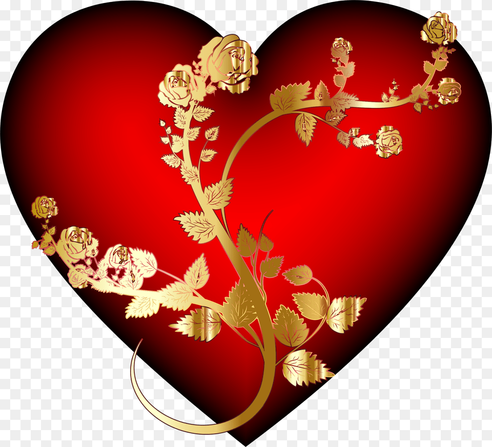 Heartfashion Accessorylove Gold Hearts With Red Roses, Graphics, Art, Floral Design, Pattern Free Png