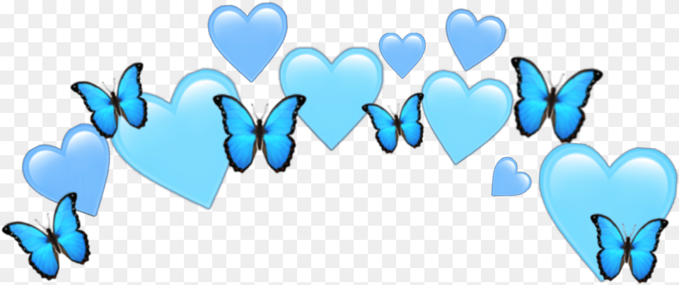 Heartjoon Heartcrown Heart Crown Blue Butterfly Heart Png Image