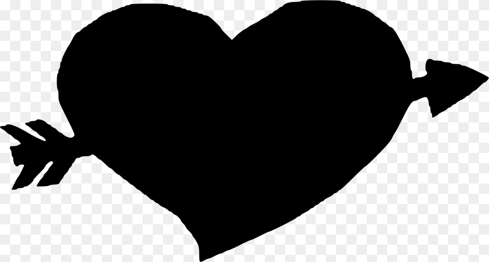 Hearts And Arrows Black Heart With Arrow, Gray Free Transparent Png