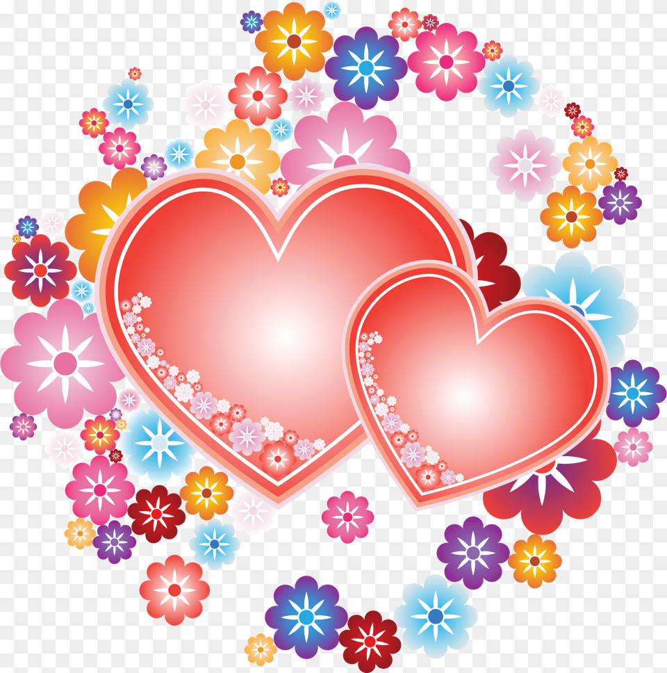 Hearts And Flowers, Art, Graphics, Heart, Pattern Png Image