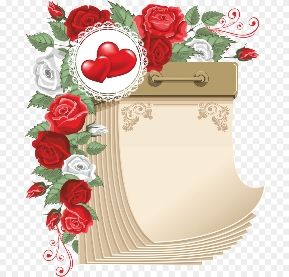 Hearts And Flowers Border, Flower, Plant, Rose, Art Png Image