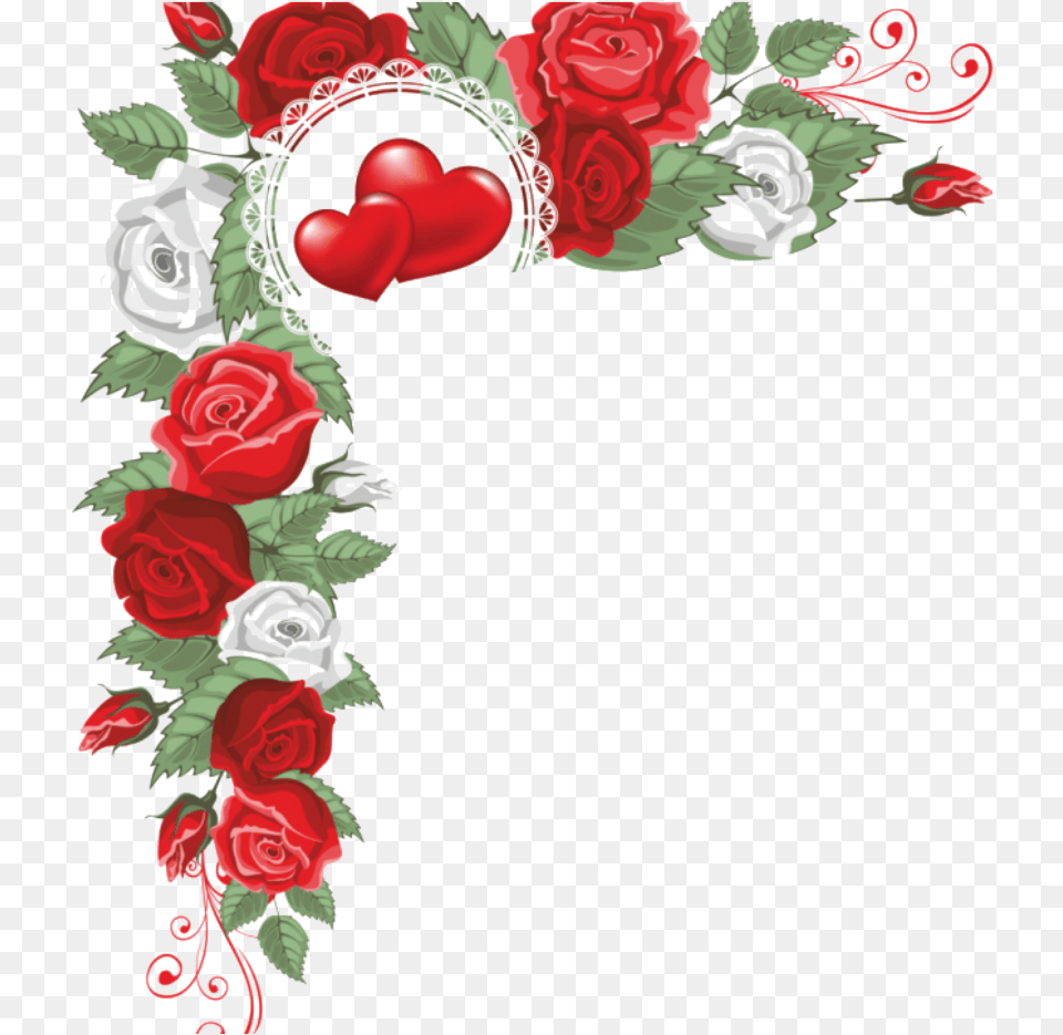 Hearts And Flowers Border, Art, Floral Design, Flower, Graphics Free Transparent Png