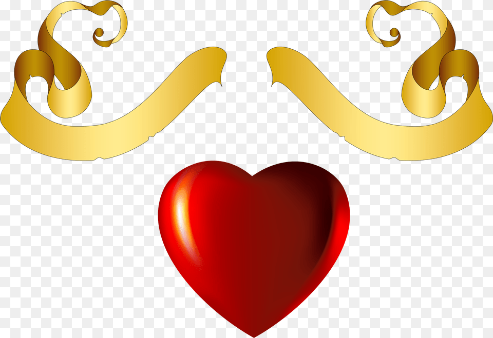 Hearts Clipart Heart Banner Red And Gold Hearts, Symbol Free Png