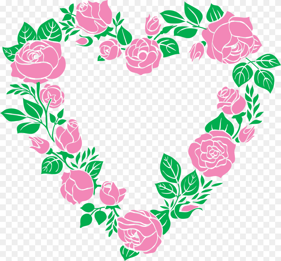 Hearts Flowers Border, Art, Floral Design, Graphics, Pattern Png Image