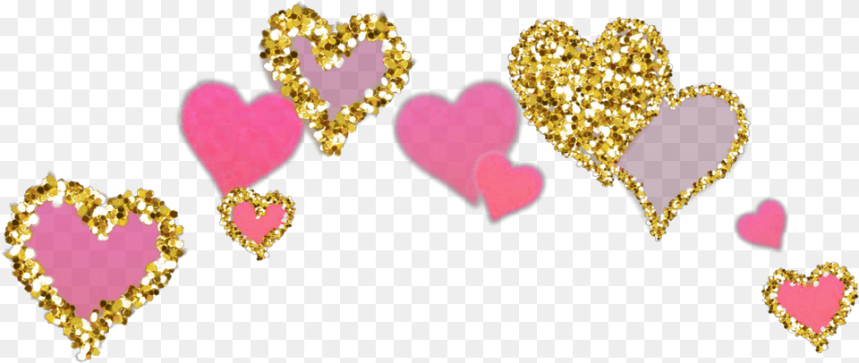 Hearts Heart Golden Gold Glittery Glitter Sparkles Hearts, Accessories, Jewelry, Necklace Png
