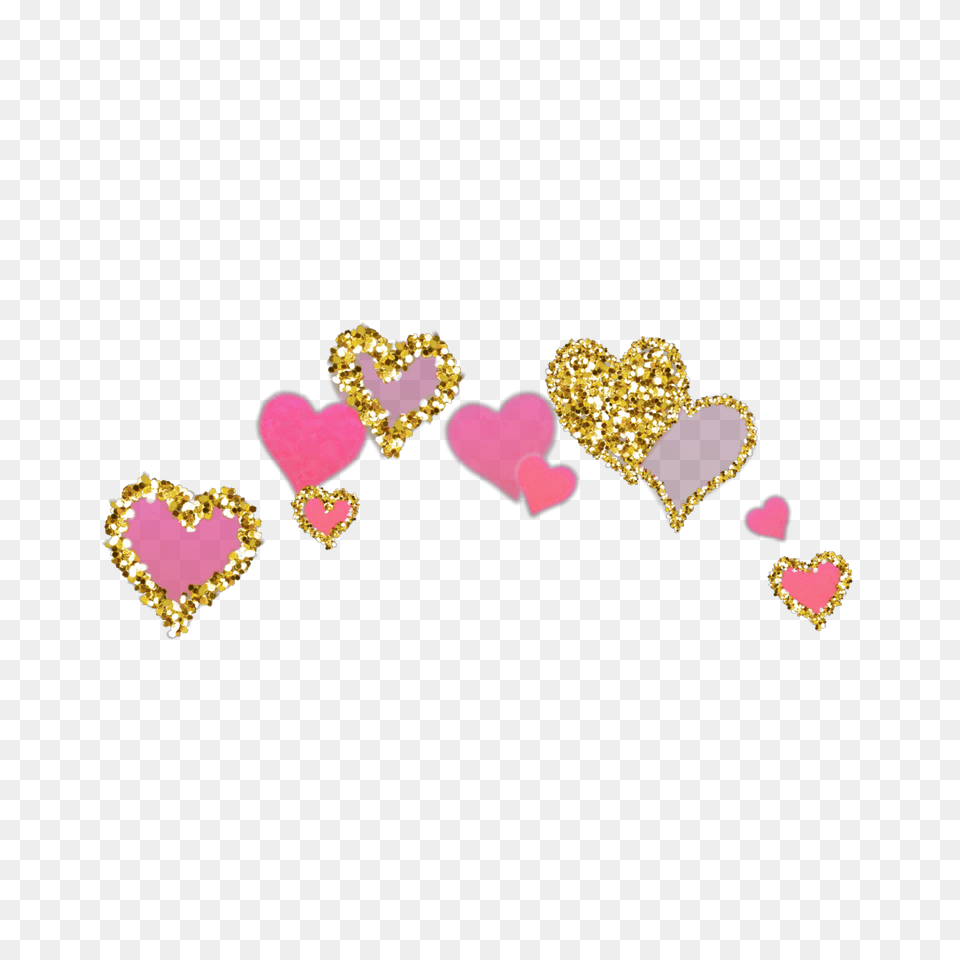 Hearts Heart Golden Gold Glittery Glitter Sparkles Spar, Accessories, Earring, Jewelry Free Png