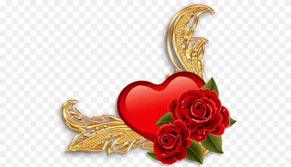 Hearts In Corners Bordure De Coeur Golden Corners Hd, Accessories, Flower, Plant, Rose Png Image