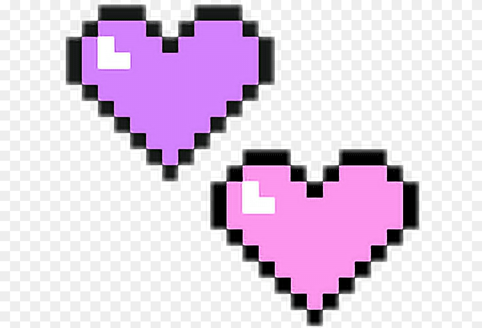 Hearts Pixel Pixelated Pastel Pink Purple Pixel Heart, Pattern Free Png