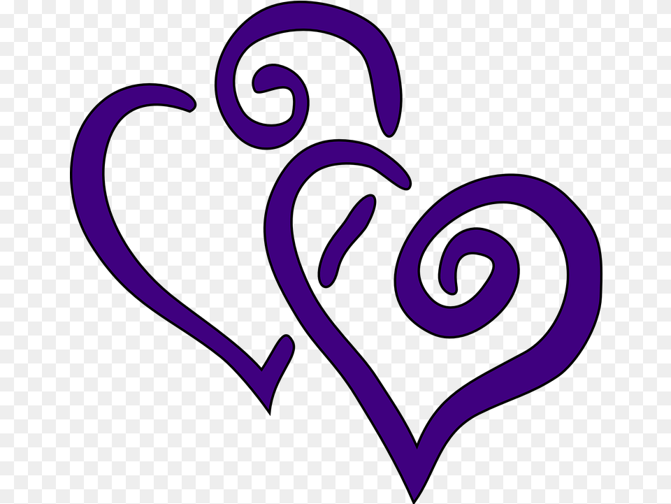 Hearts Two Purple Hearts Clip Art, Heart Png