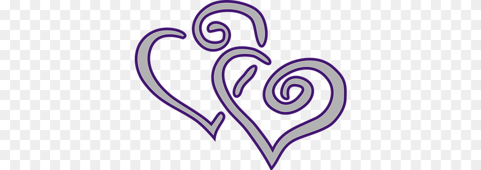 Hearts Two Purple Love Romance Purple And Silver Hearts, Light, Neon, Heart Free Png Download