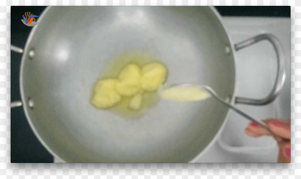 Heat A Wok On Gas Stove Now Add Ghee In It Then Fry Cooking, Mashing Food Png Image