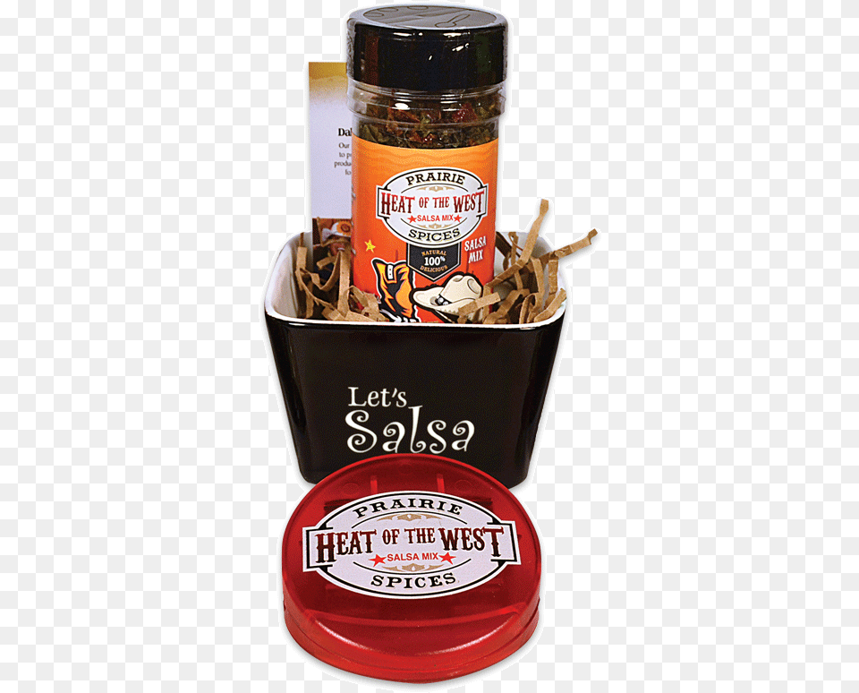 Heat Of The West Salsa Set In A Bowl With A Magnetic Gift Basket, Food, Ketchup Png