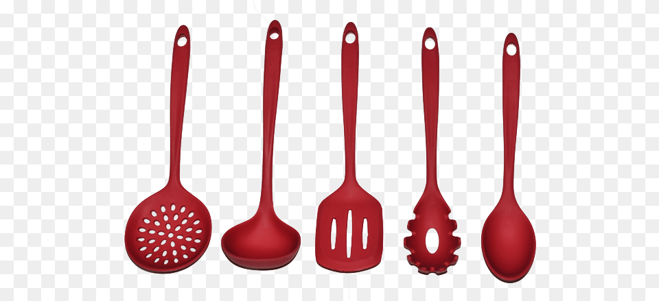 Heat Resistant Silicone Kitchen Utensil 5 Piece Cooking Espatula De Silicone Vermelha, Cutlery, Spoon, Smoke Pipe, Tool Free Png Download