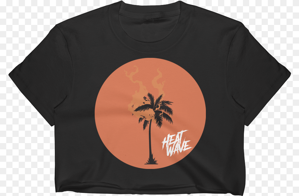 Heat Wave Retro Crop Top Peach Emoji Crop Top Active Shirt, Clothing, T-shirt, Palm Tree, Plant Png