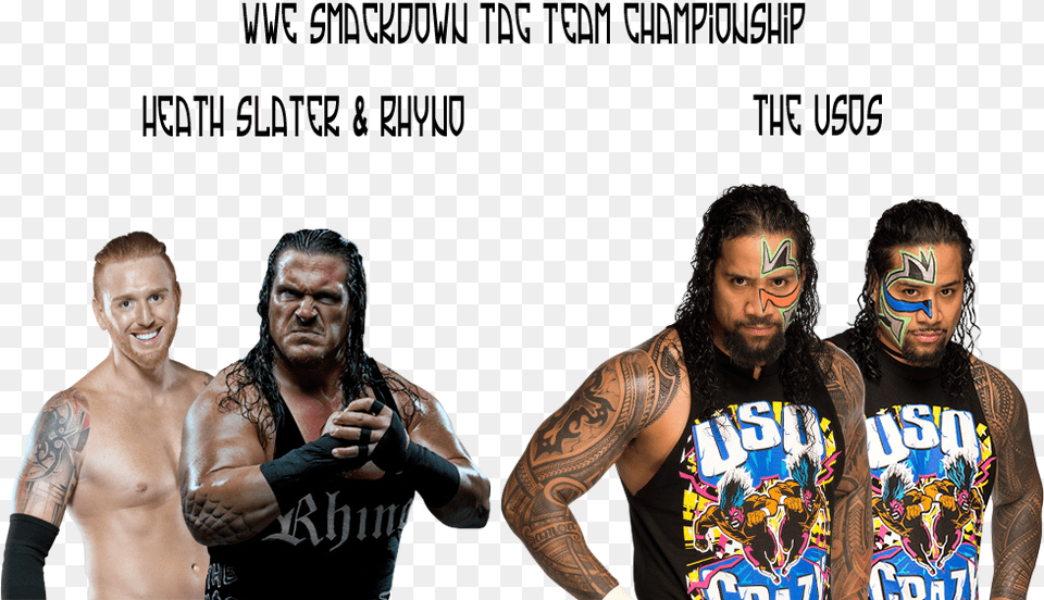 Heath Slater Amp Rhyno Jey Uso Wwe Transparent, Tattoo, Skin, Person, Man Free Png