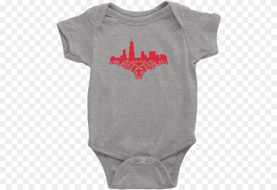 Heather Grey Baby Onesie With Red Chicago Skyline Design, Clothing, Knitwear, Sweater, Sweatshirt Free Png Download
