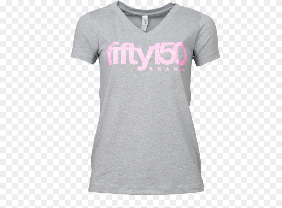 Heather Grey Deep V Neck Tee Hot Pink Glitter Logo Active Shirt, Clothing, T-shirt Png