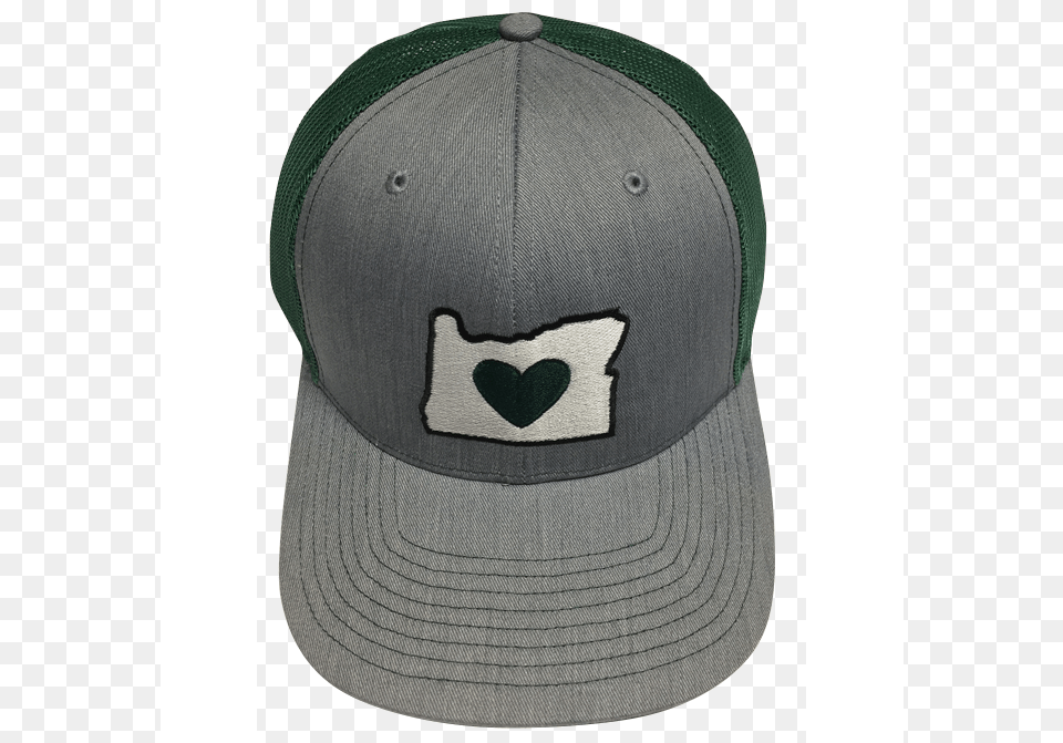 Heather Greyforest Green Green Heart In Oregon Trucker Hat, Baseball Cap, Cap, Clothing Free Transparent Png