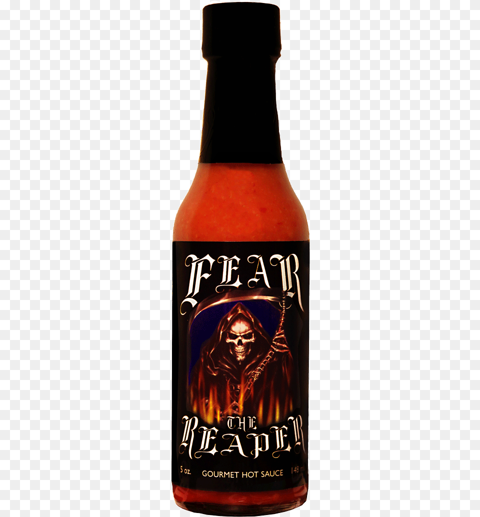 Heavenly Heat Fear The Reaper Hot Sauce Glass Bottle, Alcohol, Beer, Beverage, Beer Bottle Png Image