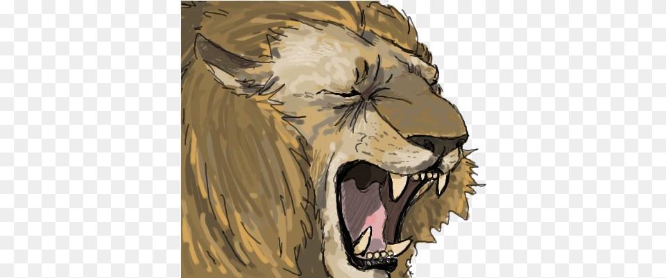 Heavily Referenced Roaring Lion Head Cat Yawns, Animal, Mammal, Wildlife, Person Free Transparent Png