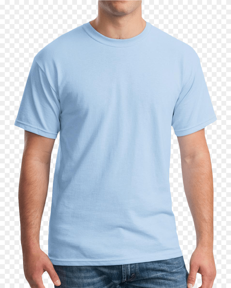 Heavy Cotton 100 T Shirt Custom Design Group Light Blue Shirt Template Hd, Clothing, T-shirt, Sleeve, Jeans Free Png