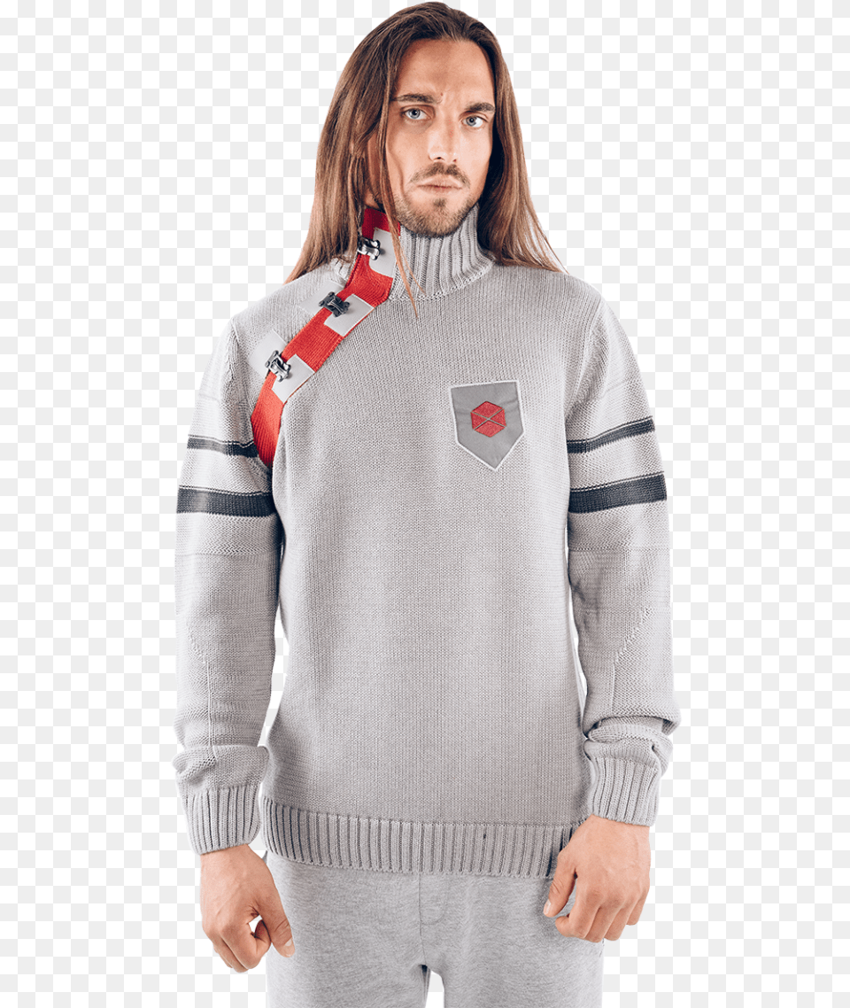 Heavy Cotton Knit Jumper Based On The Design Of Titan Destiny Titan Sweater Grey S, Clothing, Hoodie, Knitwear, Sweatshirt Png Image